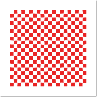 Wonky Checkerboard, White and Red Posters and Art